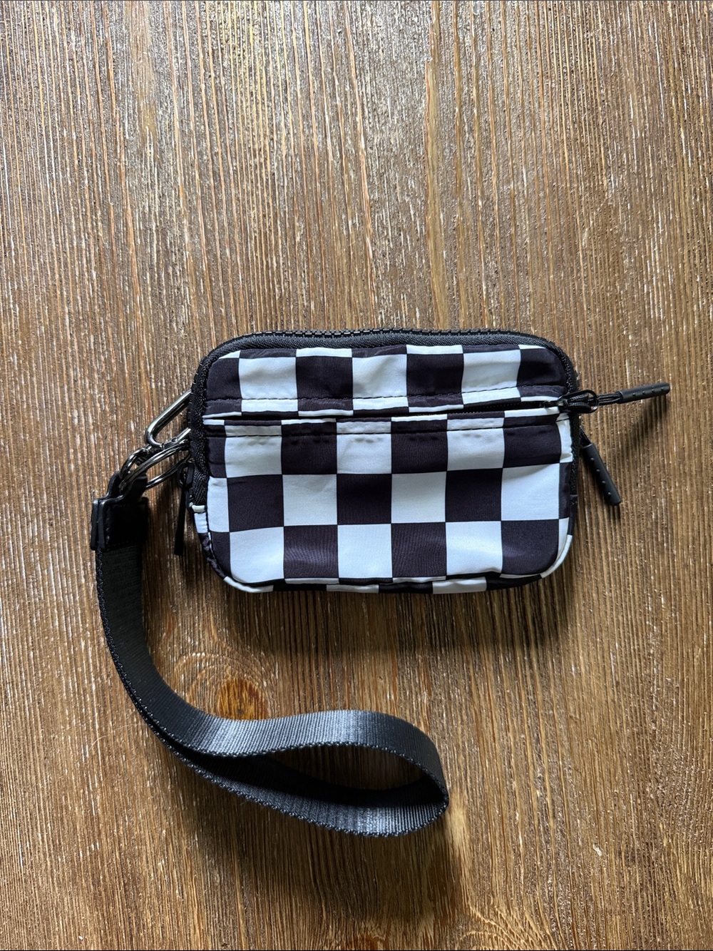 Black & White Checker Wristlet Pouch for Women